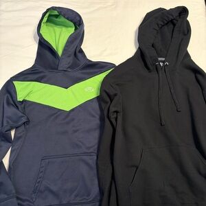 Two Hooded Sweatshirts Rawlings Navy and Lime Green- Athletic Works Black